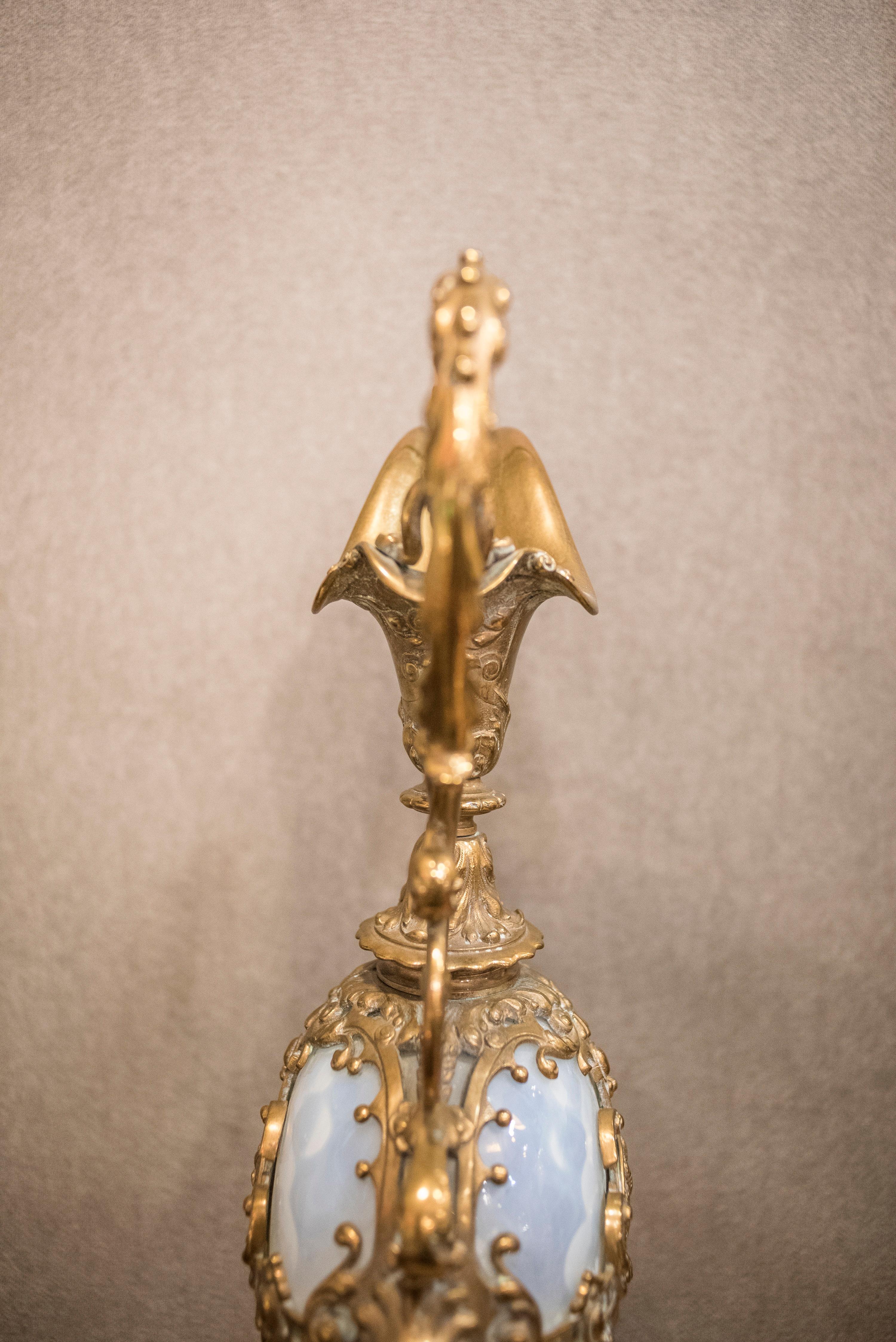 19th Century Golden Bronze and Opaline Glass Spanish Baroque Amphore 9