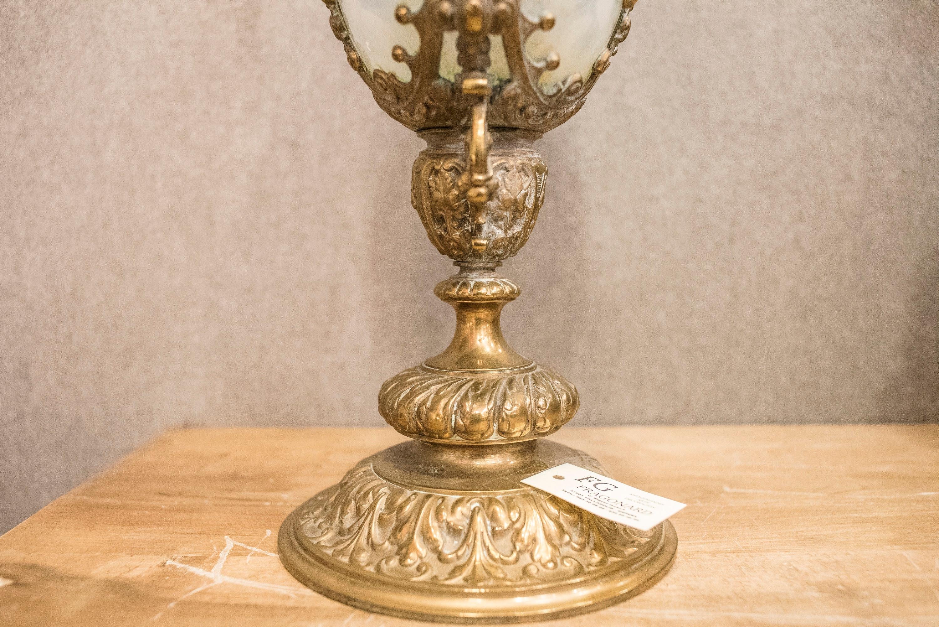 19th Century Golden Bronze and Opaline Glass Spanish Baroque Amphore 11