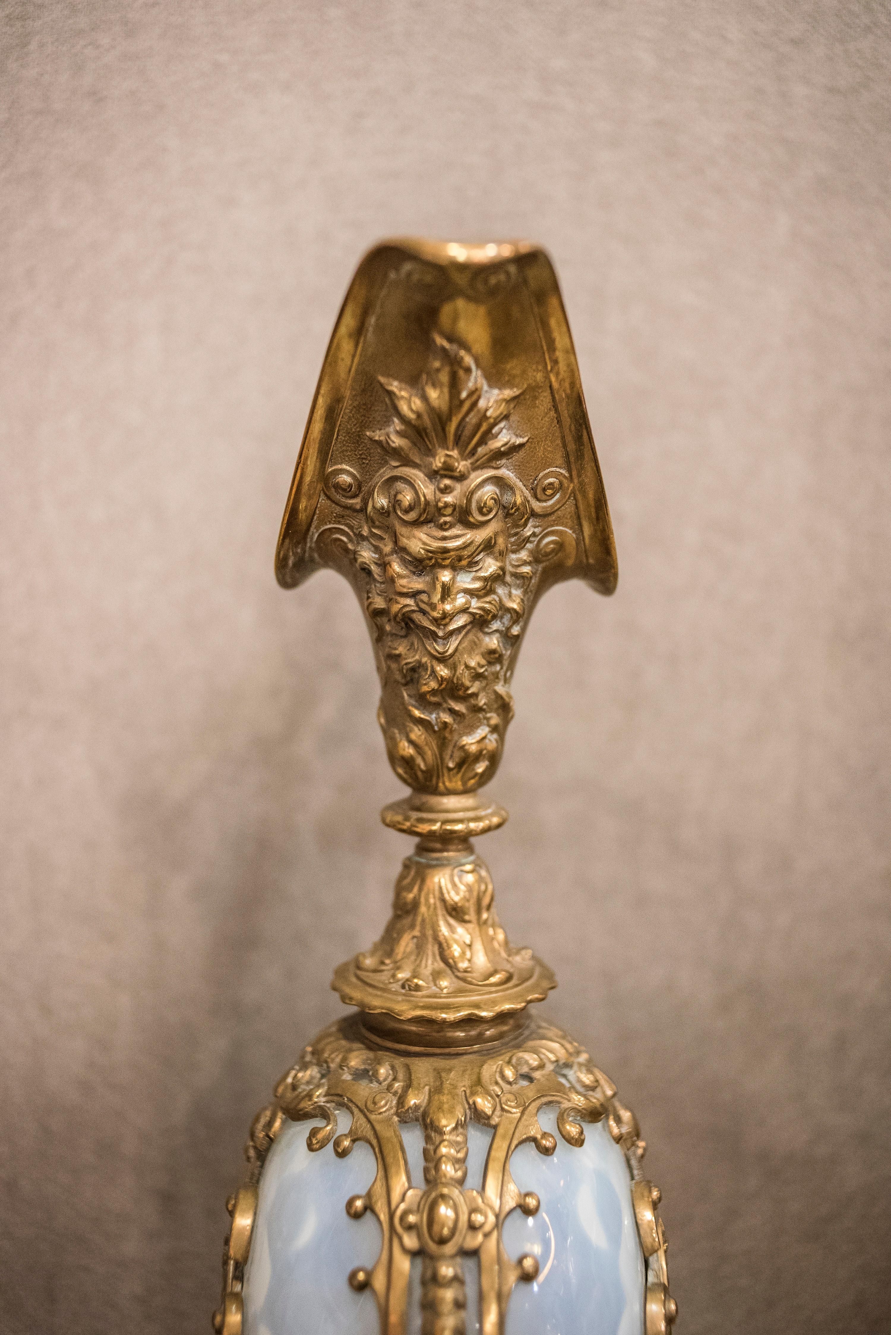 19th Century Golden Bronze and Opaline Glass Spanish Baroque Amphore 3