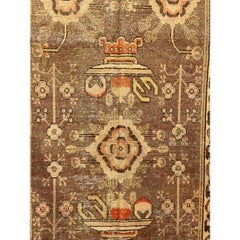 19th Century Golden Brown Design Samarkand Rug