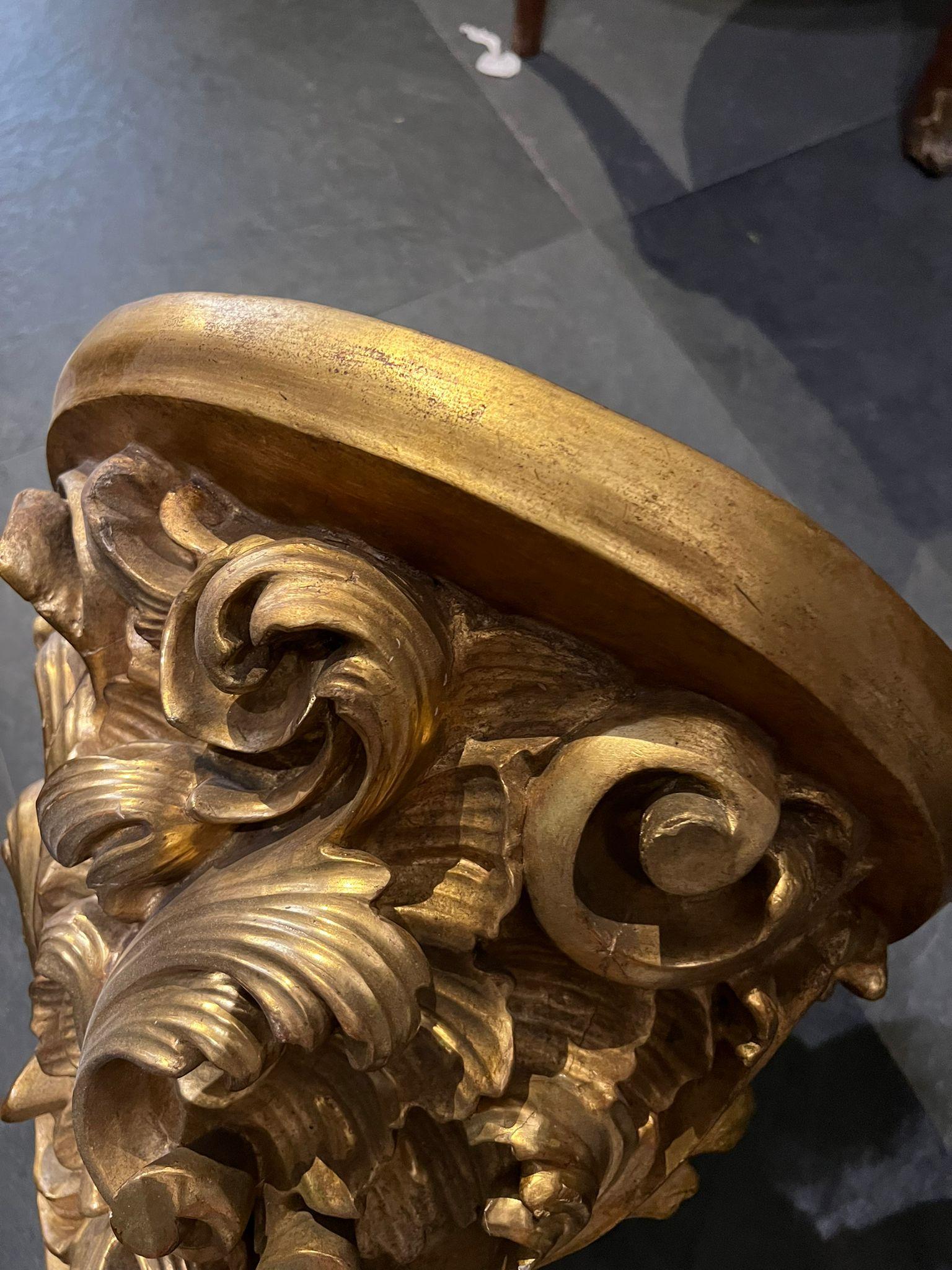 Carved 19th Century Golden Shelf For Sale