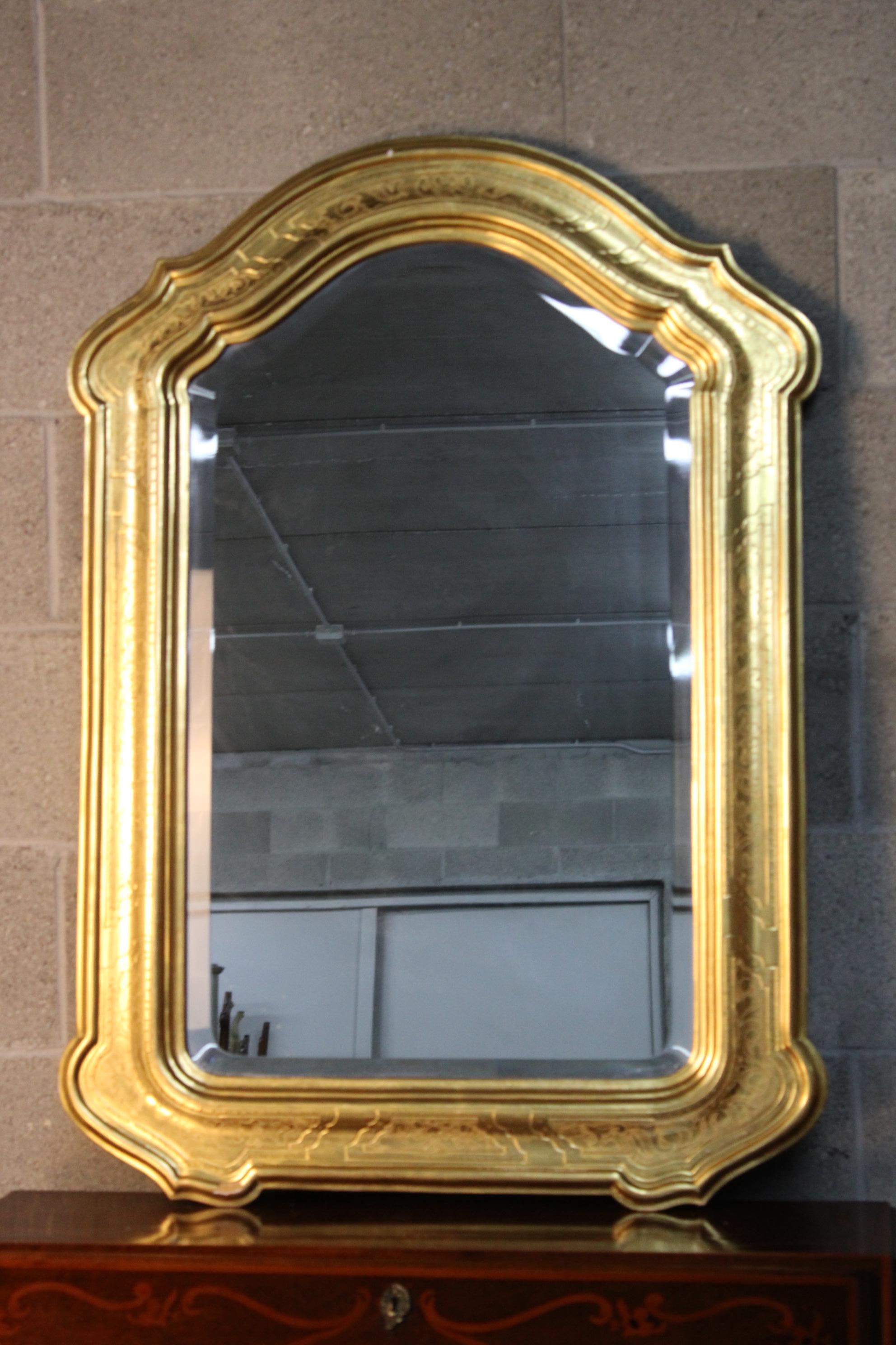 Louis Philippe Golden Gilded Antique Italian Wall Mirror