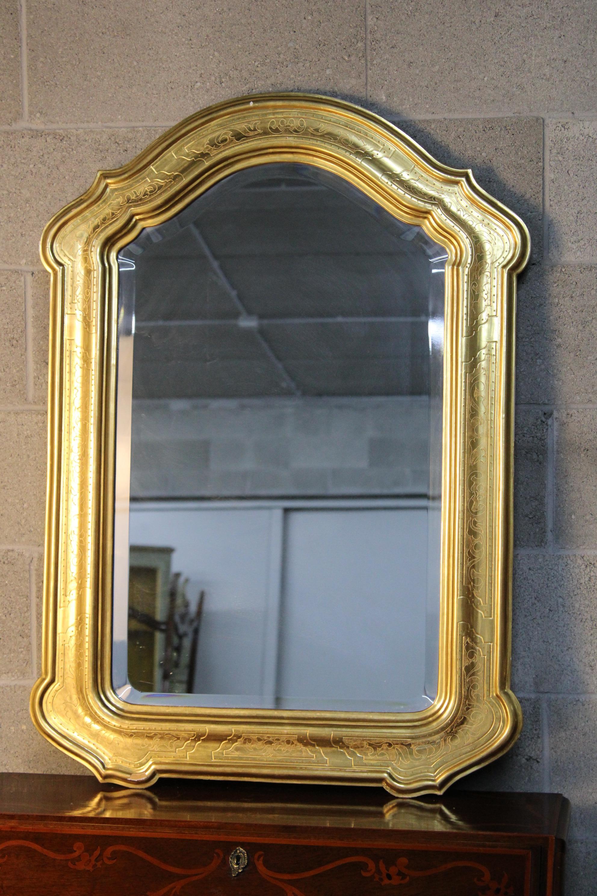 Golden Gilded Antique Italian Wall Mirror In Good Condition In Torino, IT