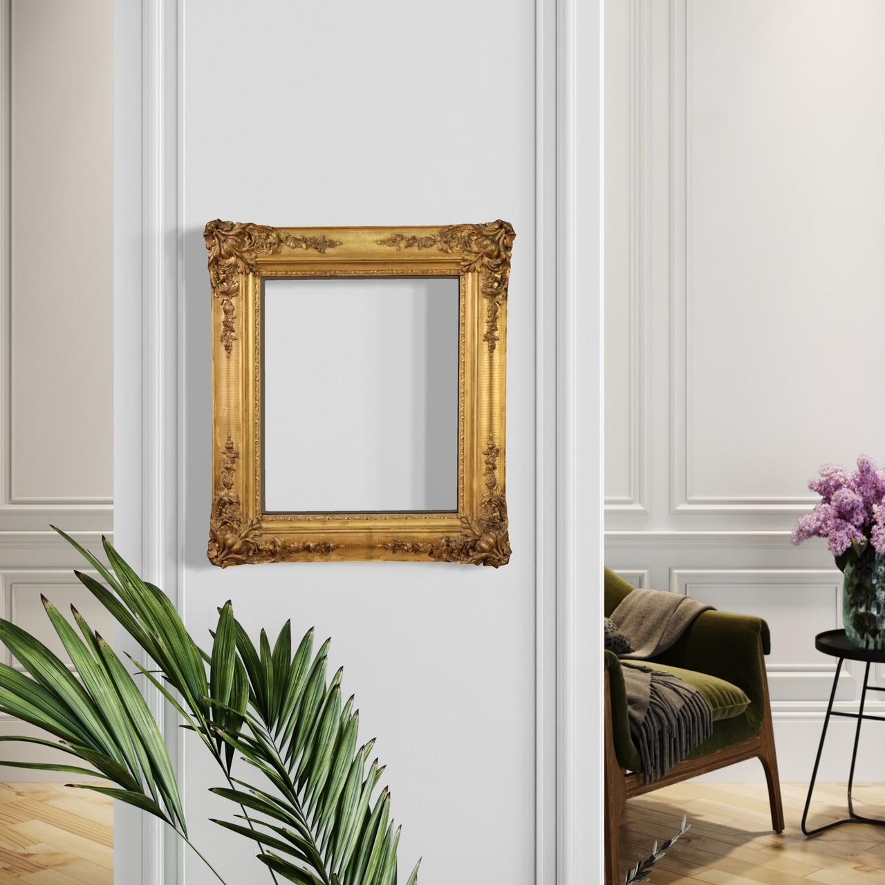 19th Century Golden Wood and Plaster French Frame, 1880s 8