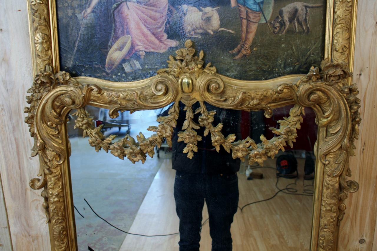 Trumeau en bois doré du XIXe siècle Bon état - En vente à charmes, FR