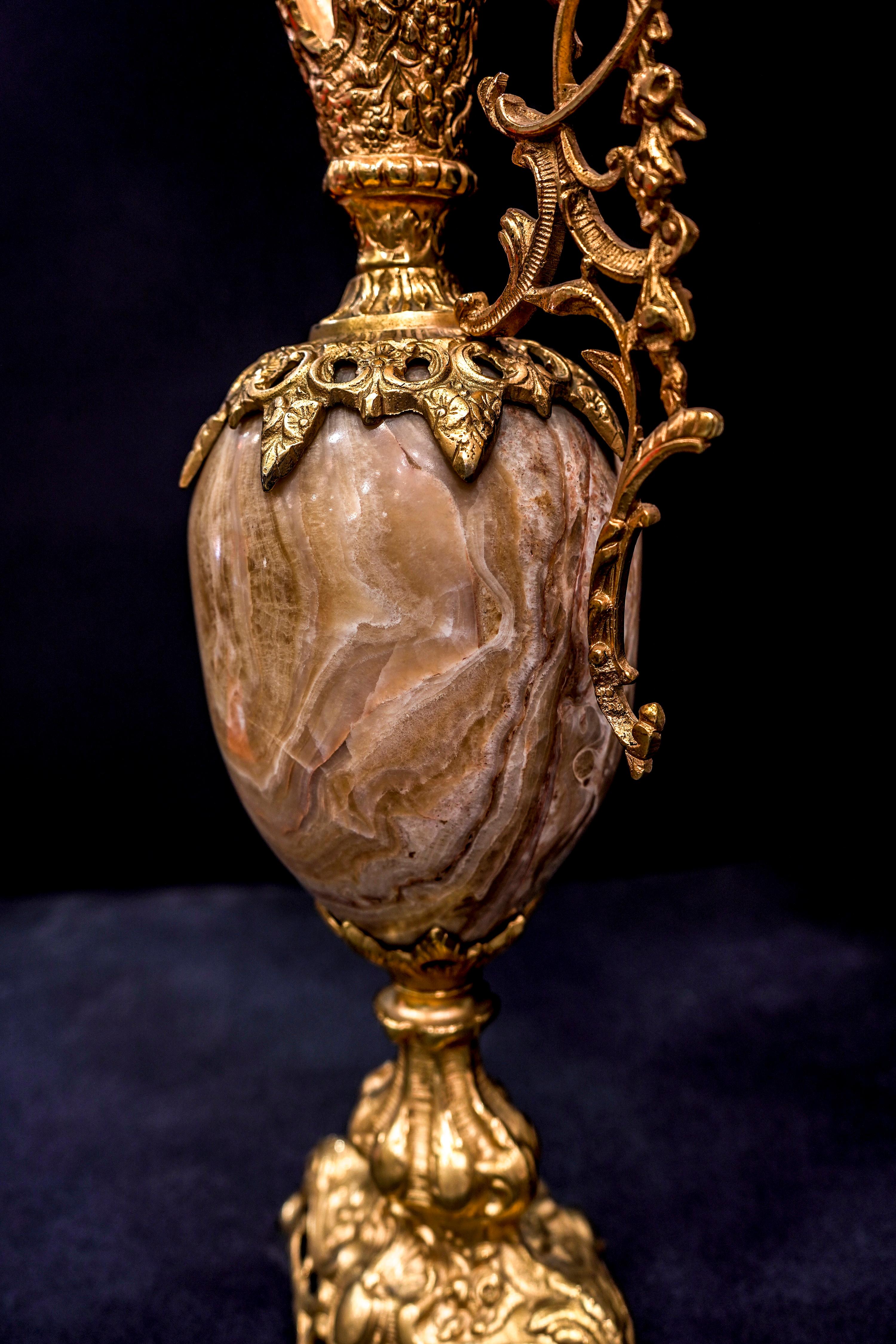 Hand-Crafted 19th   Ormolu Amphore, Agate , Spanish Baroque Amphore