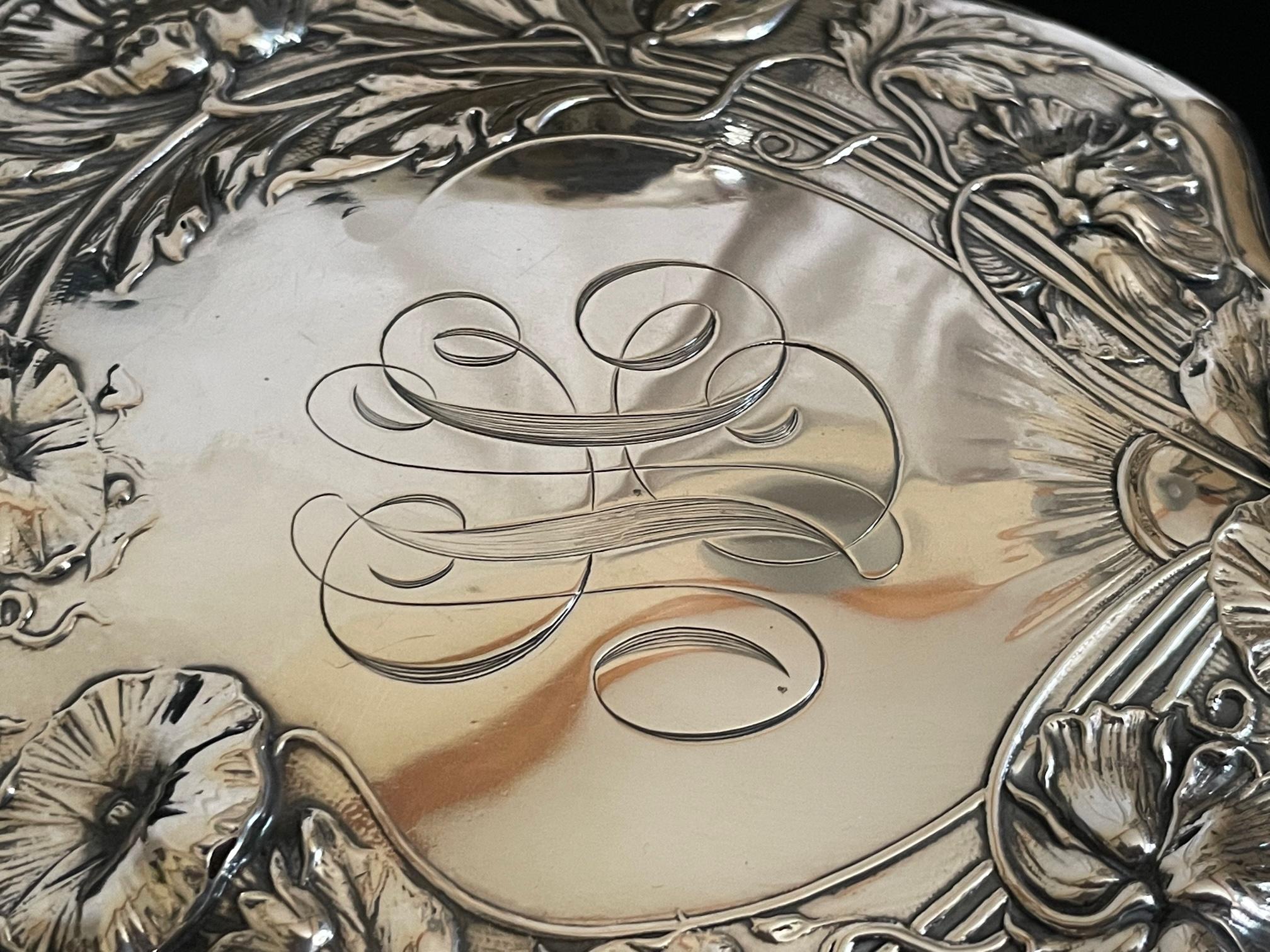 19th Century Gorham Art Nouveau Sterling Silver Vanity Set, 7 Pieces 3