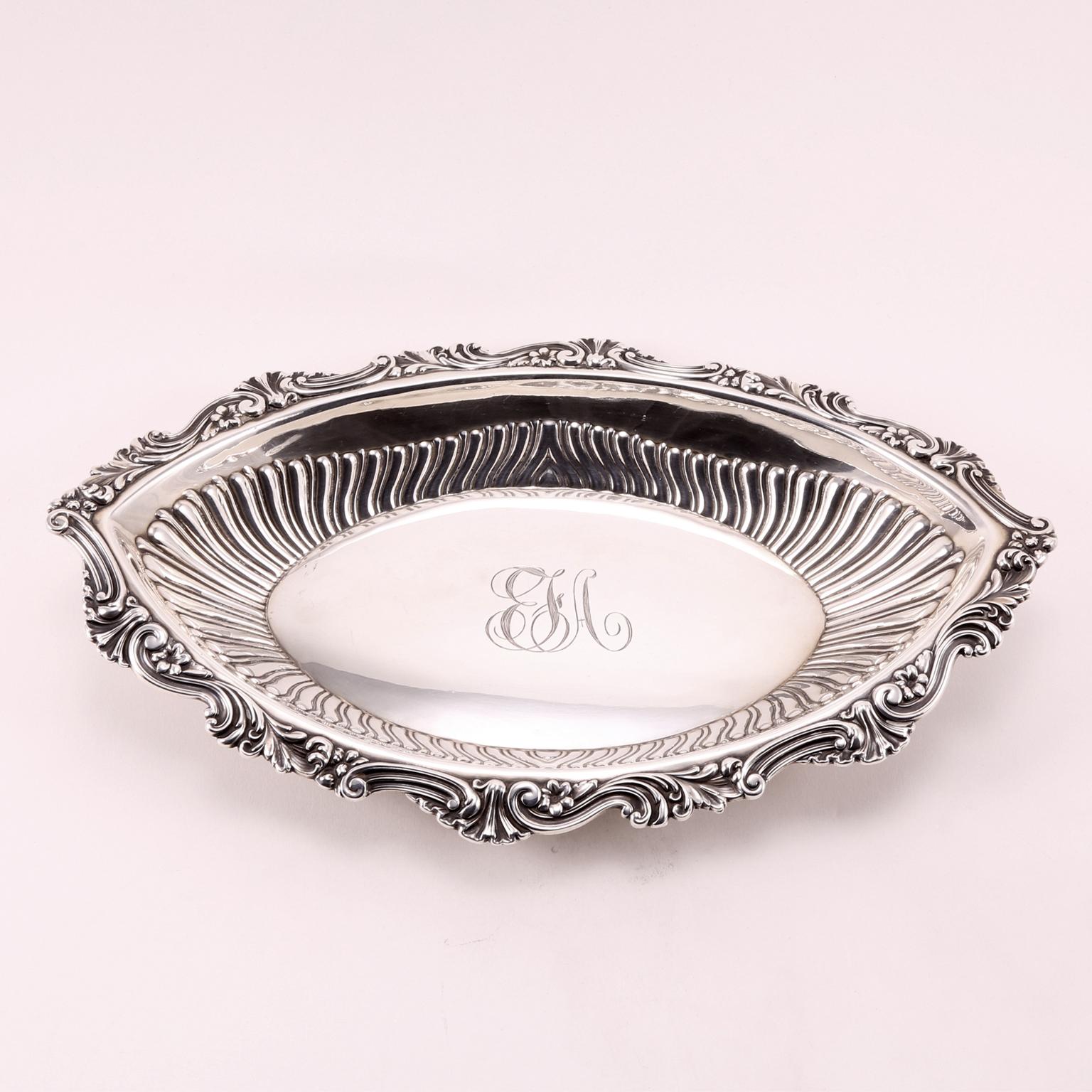 19th Century Gorham Handcrafted Sterling Silver Oval Bowl For Sale 5