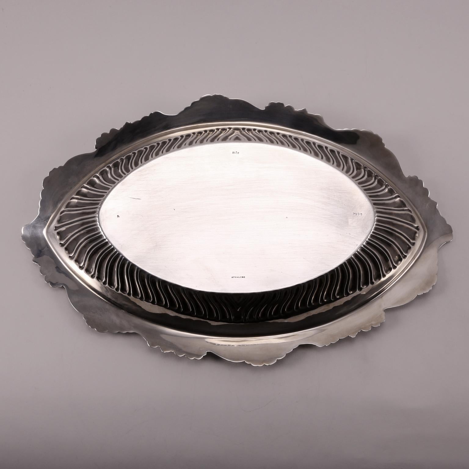 19th Century Gorham Handcrafted Sterling Silver Oval Bowl For Sale 8