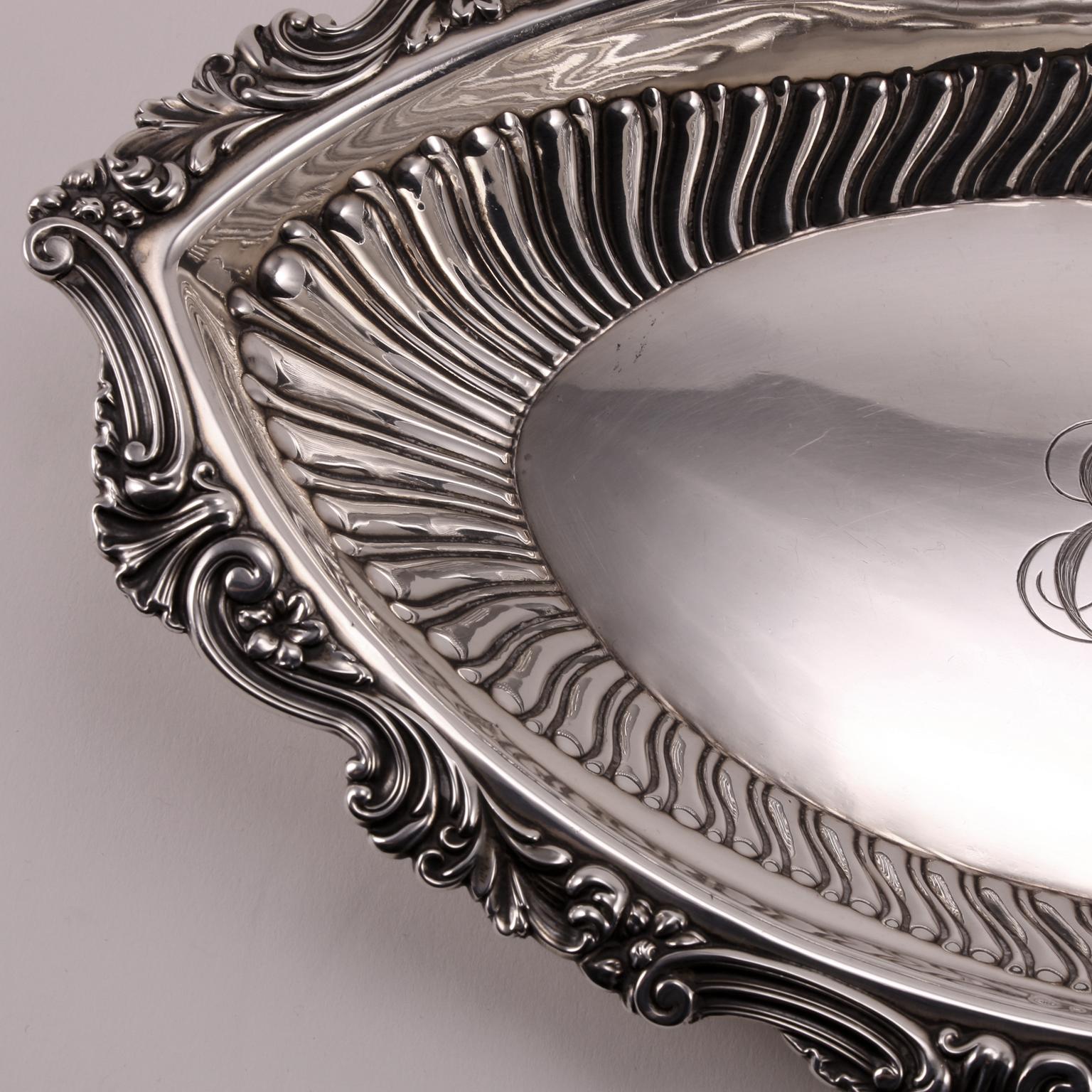 19th Century Gorham Handcrafted Sterling Silver Oval Bowl For Sale 14