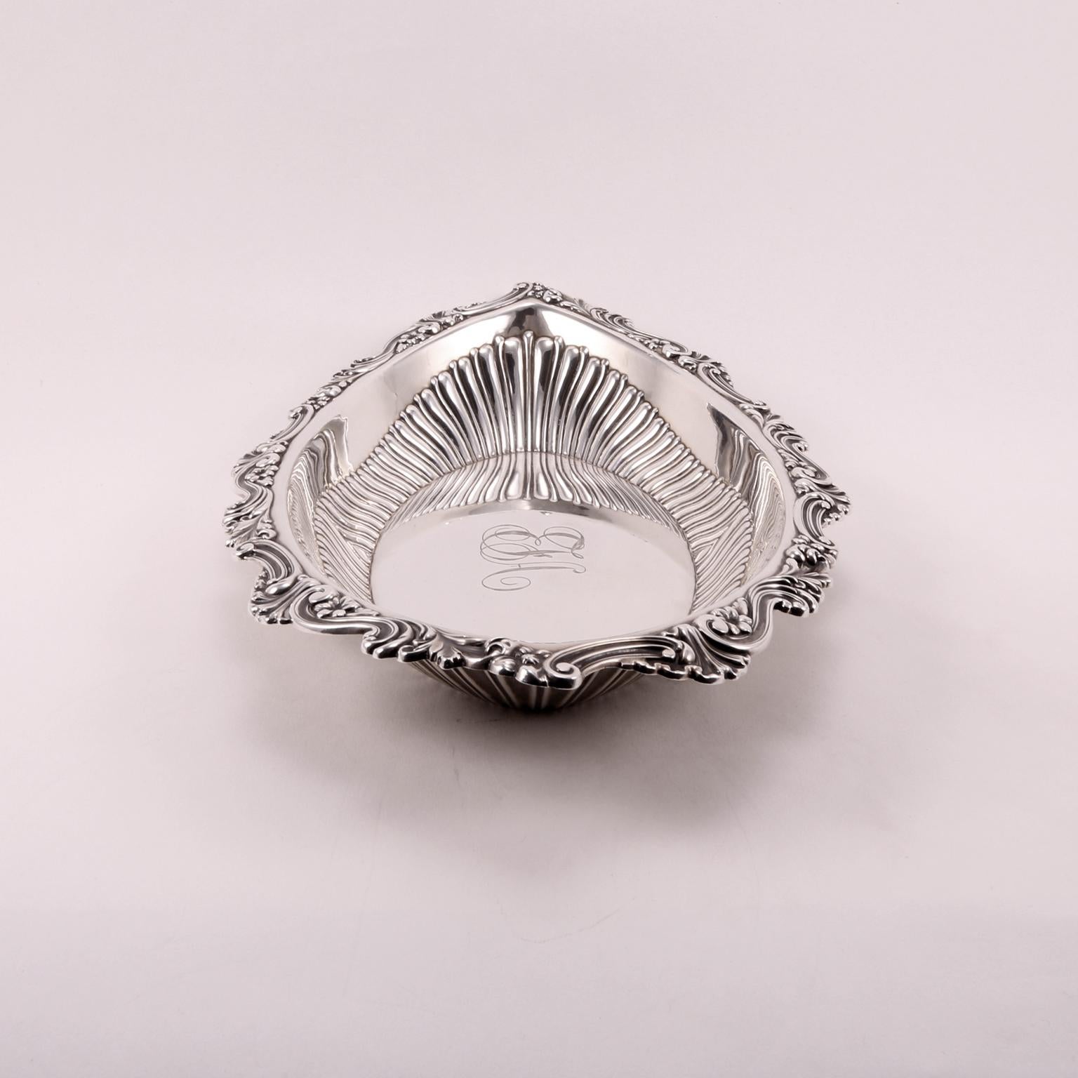 American 19th Century Gorham Handcrafted Sterling Silver Oval Bowl For Sale