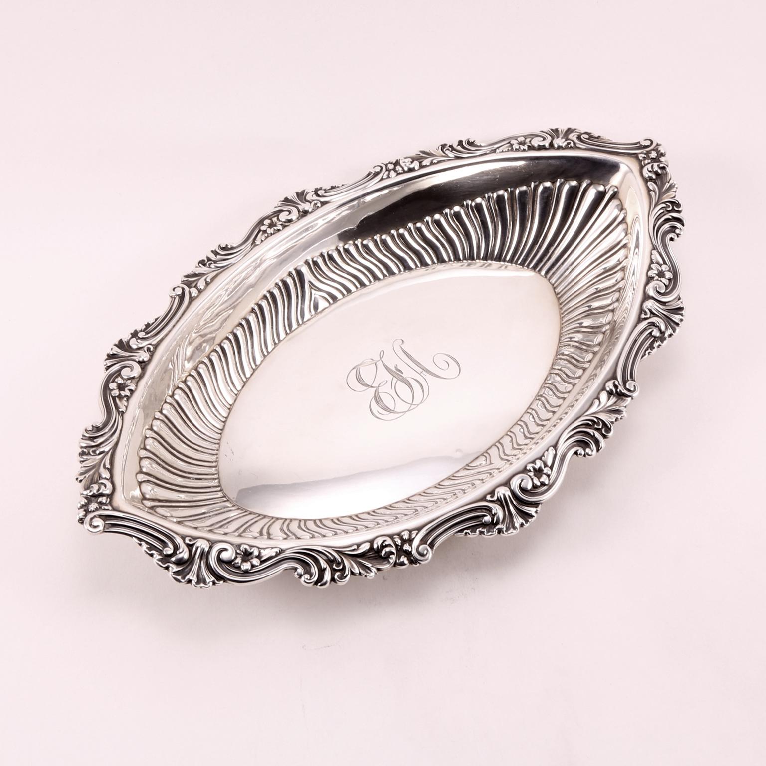 Late 19th Century 19th Century Gorham Handcrafted Sterling Silver Oval Bowl For Sale