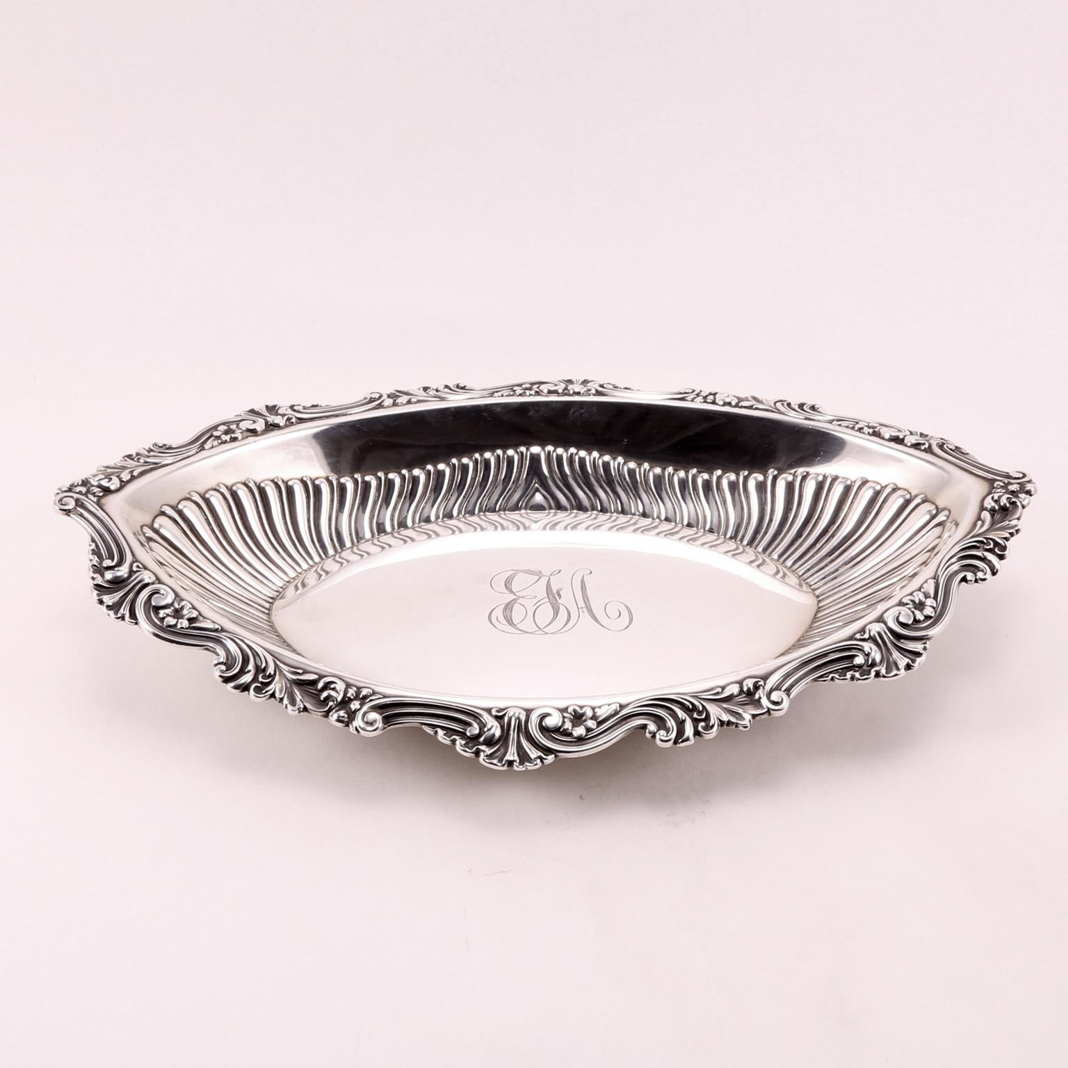 19th Century Gorham Handcrafted Sterling Silver Oval Bowl For Sale 1