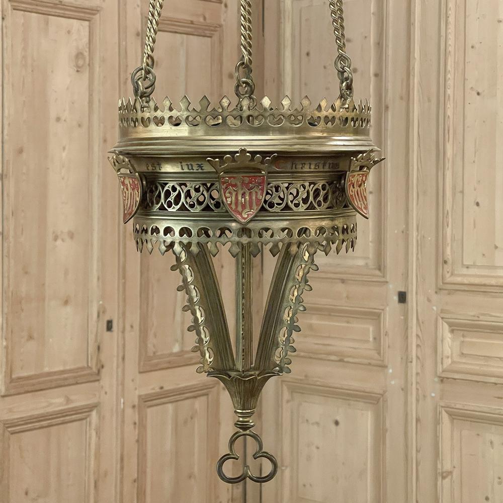 Brûleur d'encens gothique en bronze du 19ème siècle ~ Lustre en vente 8