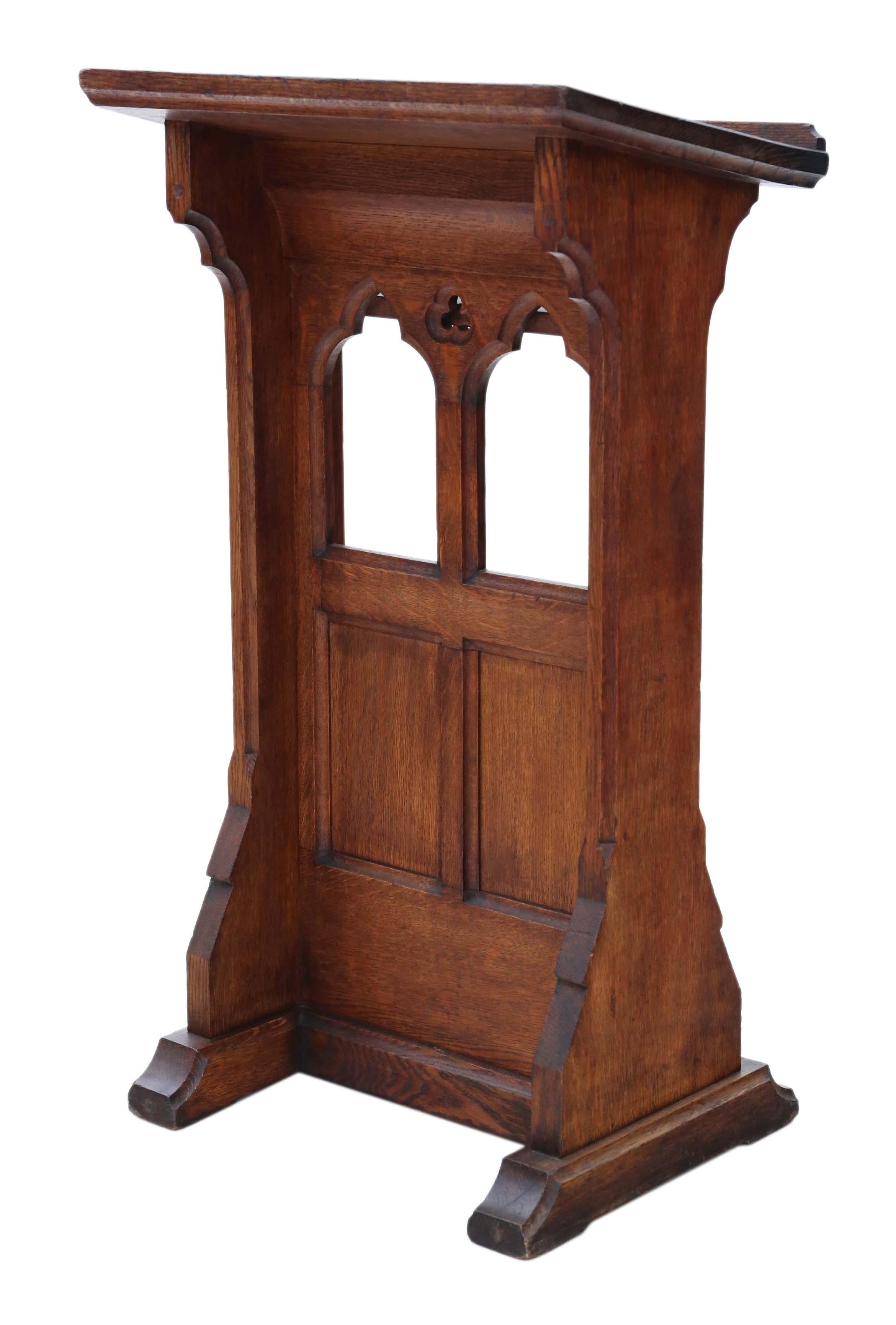 19th Century Gothic Carved Oak Pedestal Lectern Stand Station 1