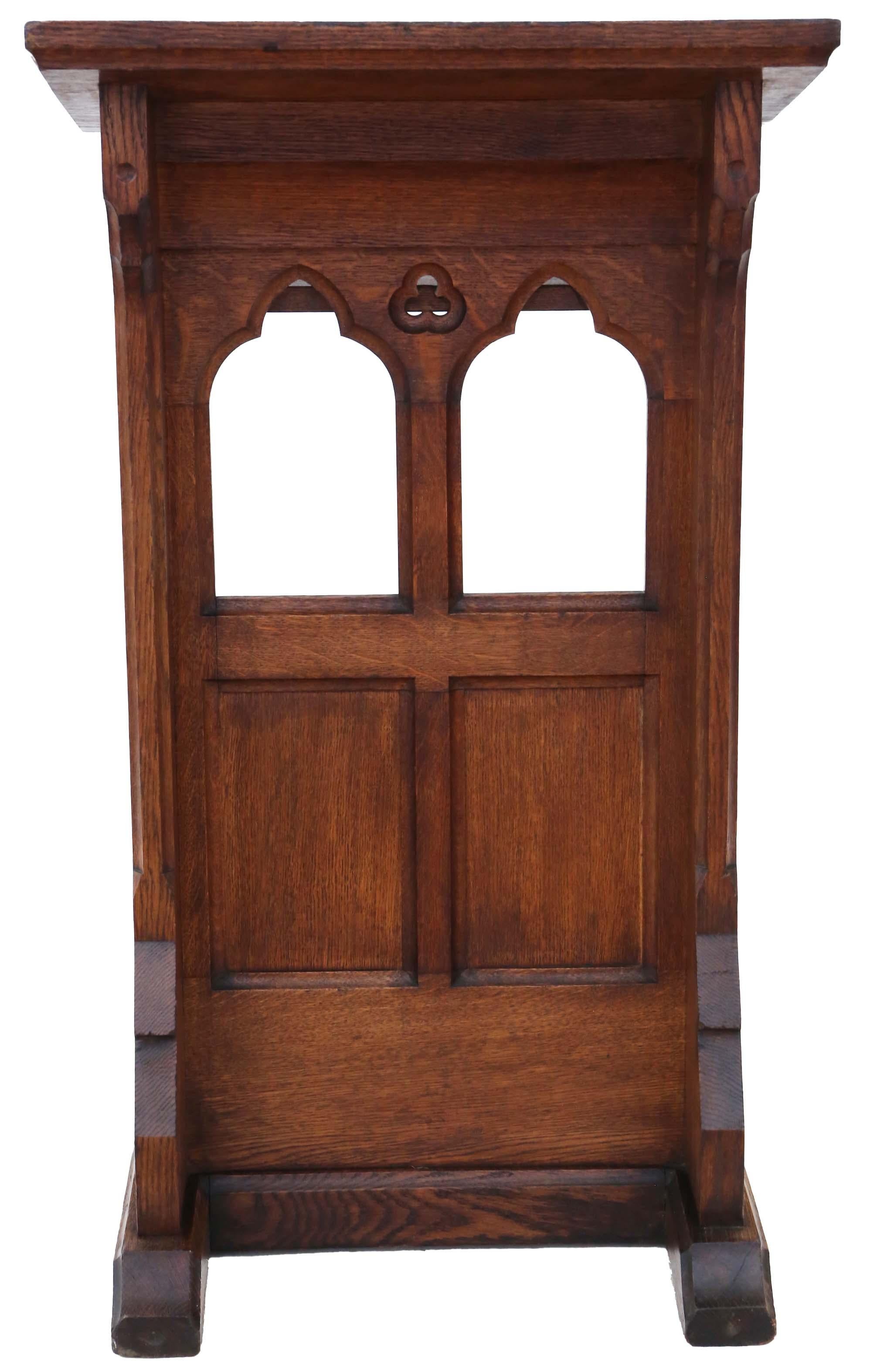 19th Century Gothic Carved Oak Pedestal Lectern Stand Station 2