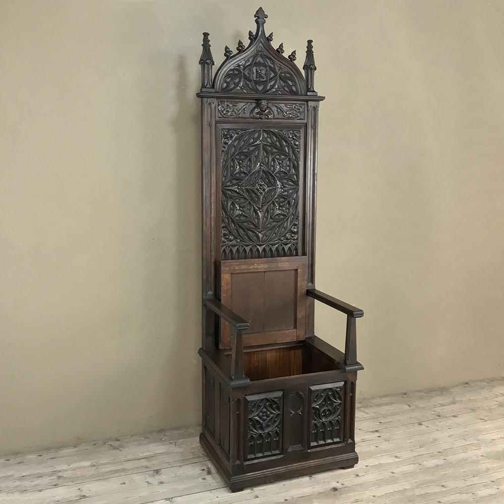 Hand-Carved 19th Century Gothic Cathedral Chair