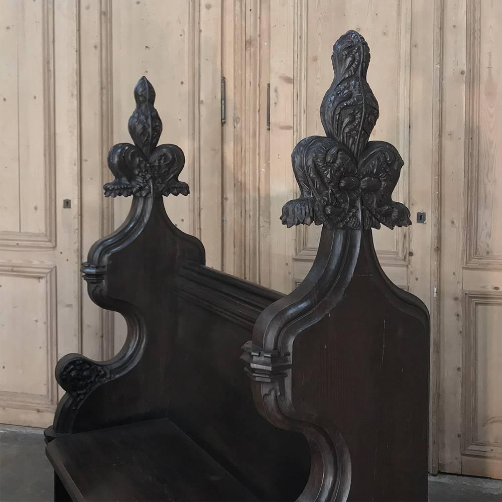 19th Century French Gothic Choir Pew with Kneeler 2