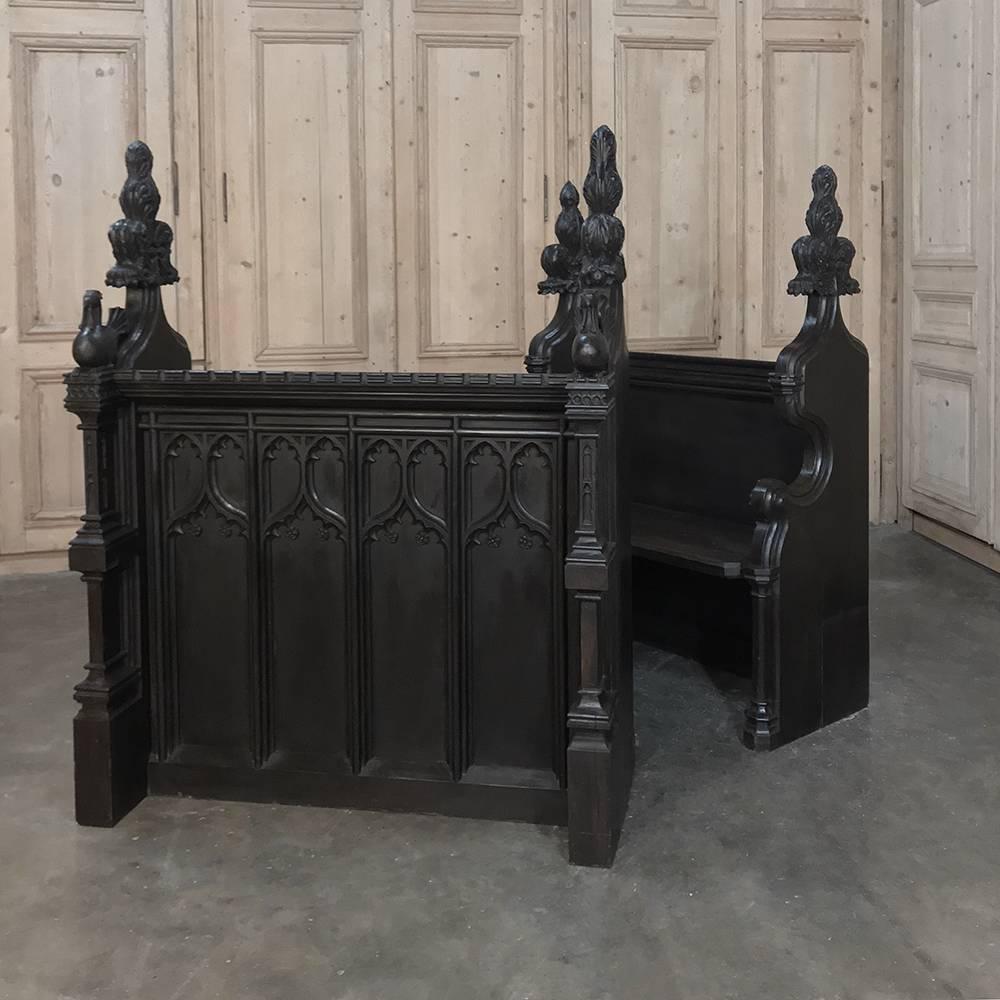 19th Century French Gothic Choir Pew with Kneeler 6