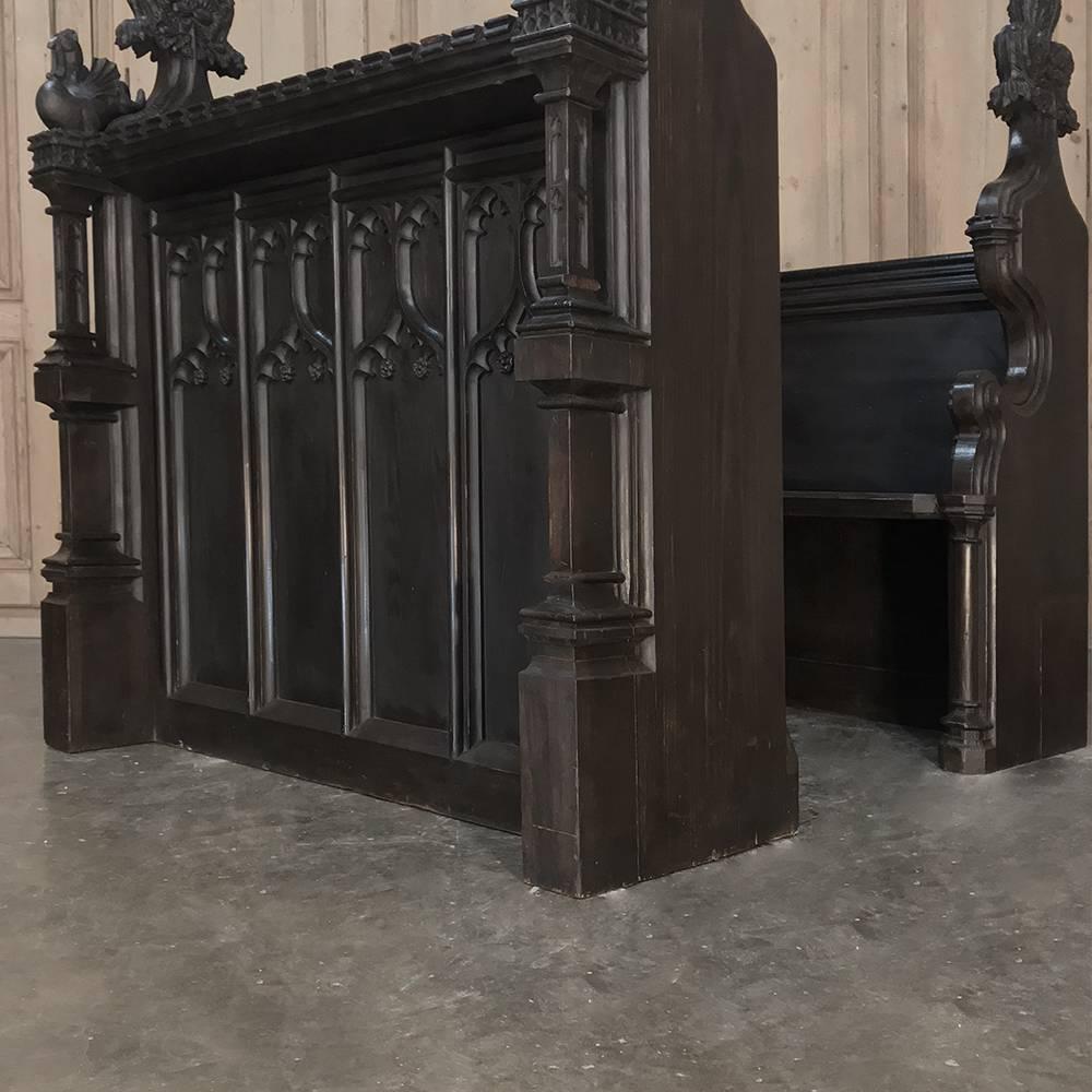 19th Century French Gothic Choir Pew with Kneeler 1