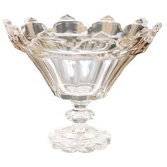 Antique 19th Century  Gothic Cut Crystal Irish Footed Bowl