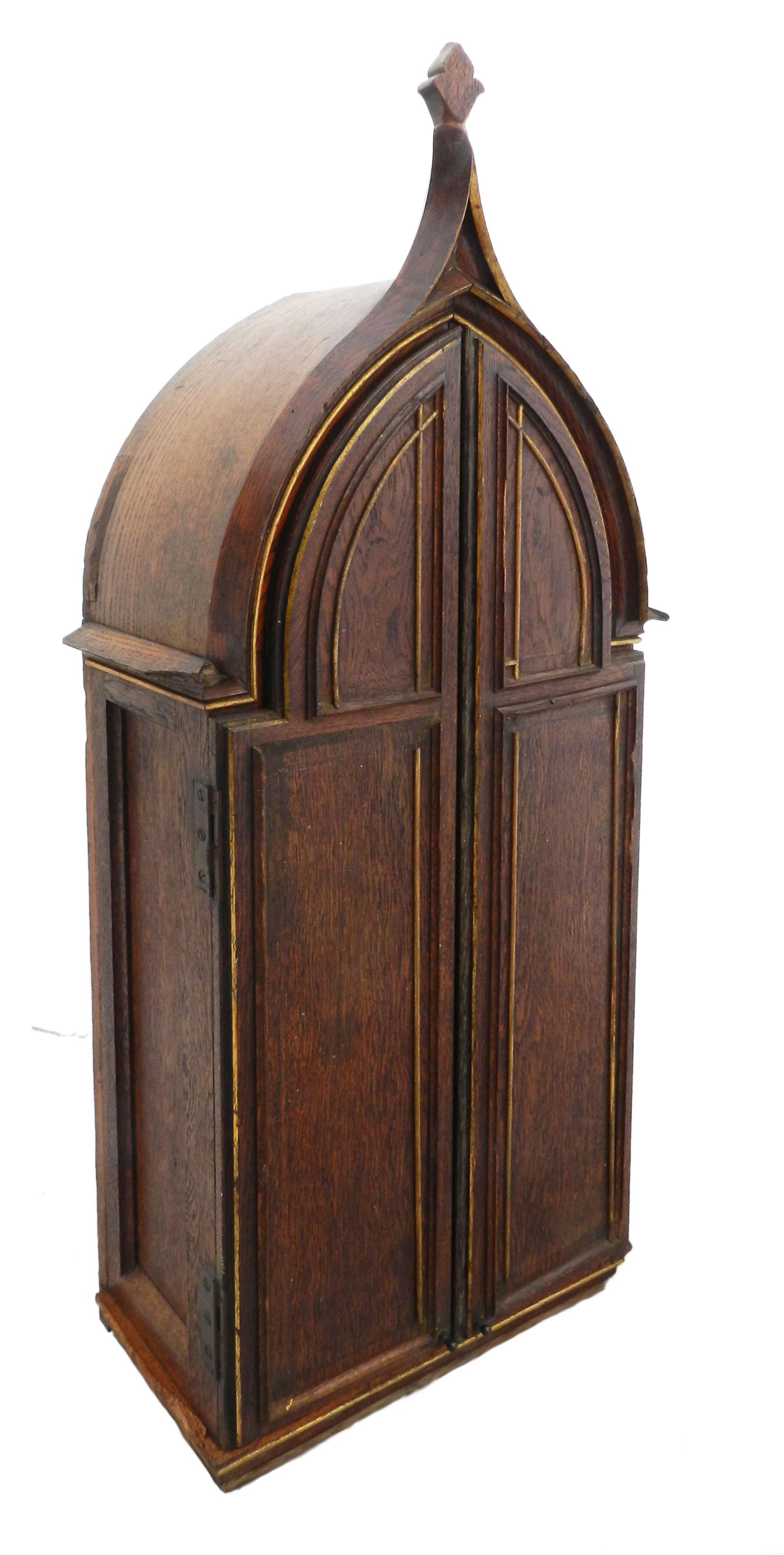 19th century Gothic Display cabinet Tabernacle French Chateau Chapel
Rare and unique 
To place your statues inside or just use as is
With great patina 
Original hand painted inside 
Gloriously distressed
Absolutely charming, great decorative