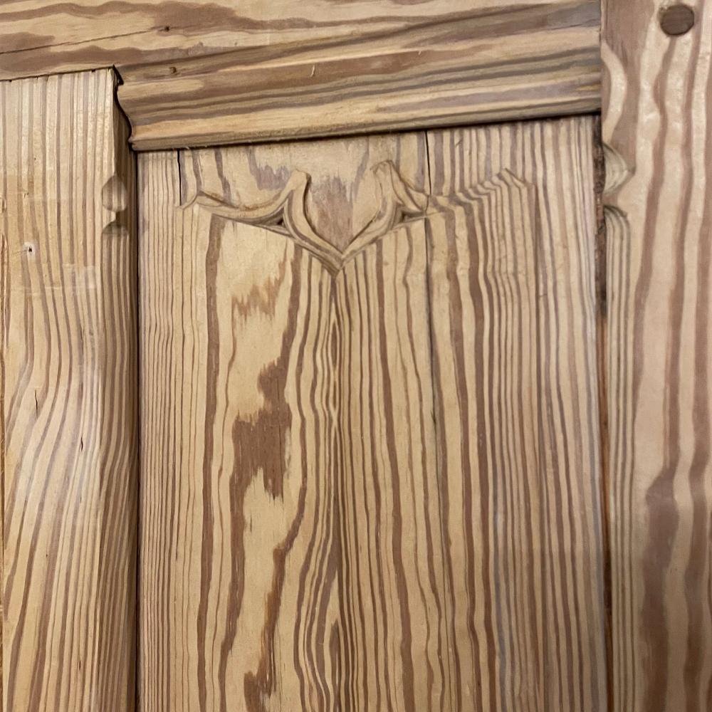 19th Century Gothic Double-Sided Solid Pine Exterior Door For Sale 8