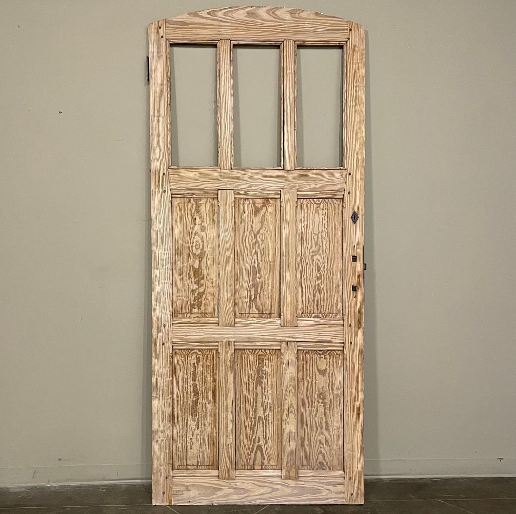 French 19th Century Gothic Double-Sided Solid Pine Exterior Door For Sale