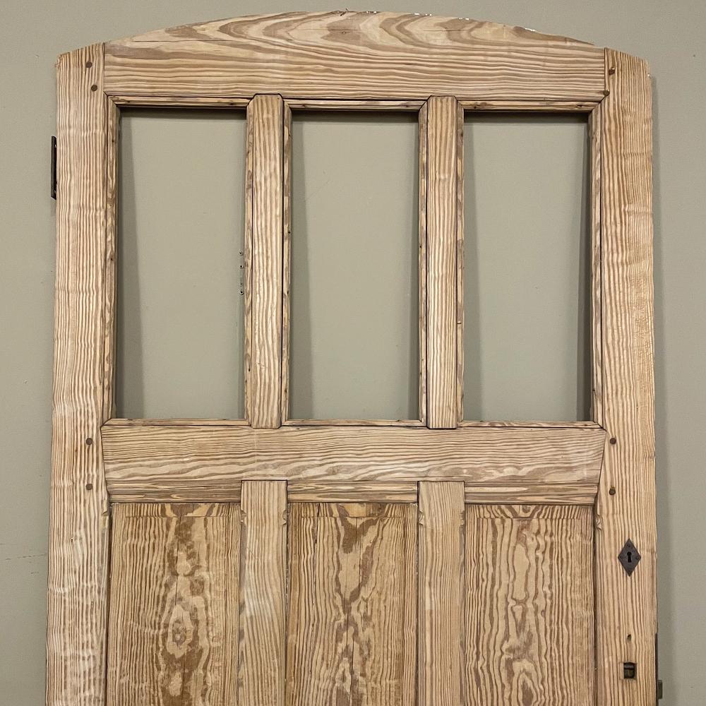 Hand-Crafted 19th Century Gothic Double-Sided Solid Pine Exterior Door For Sale