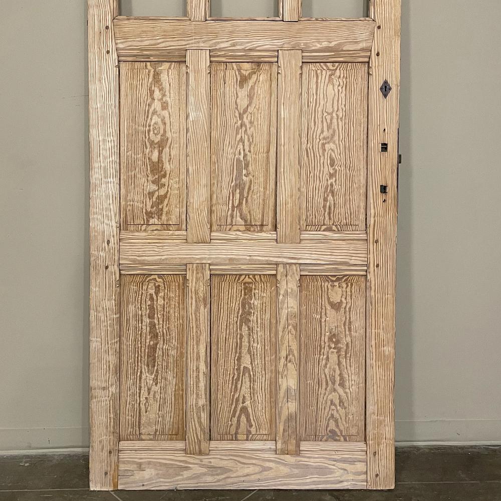 19th Century Gothic Double-Sided Solid Pine Exterior Door In Good Condition For Sale In Dallas, TX