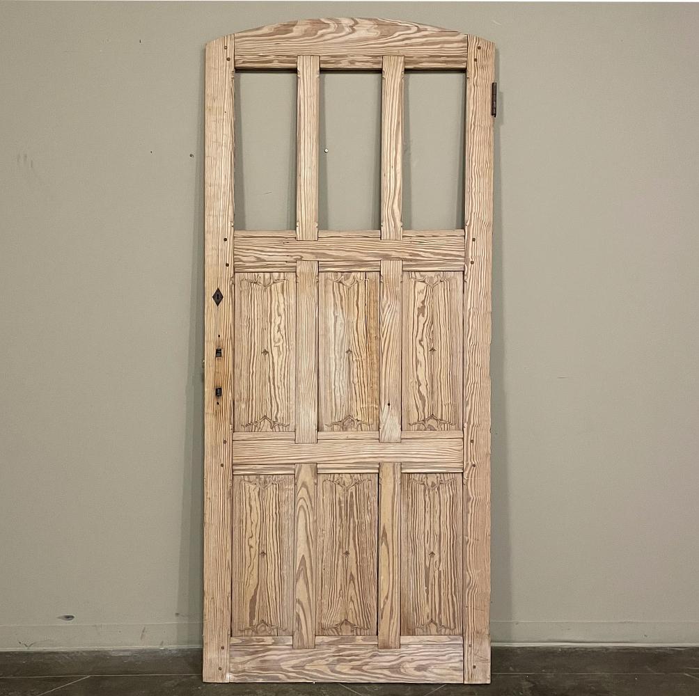 19th Century Gothic Double-Sided Solid Pine Exterior Door For Sale 1