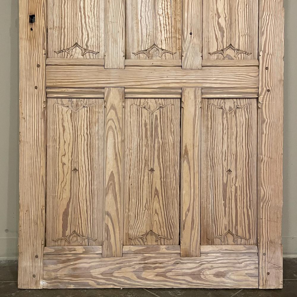 19th Century Gothic Double-Sided Solid Pine Exterior Door For Sale 3
