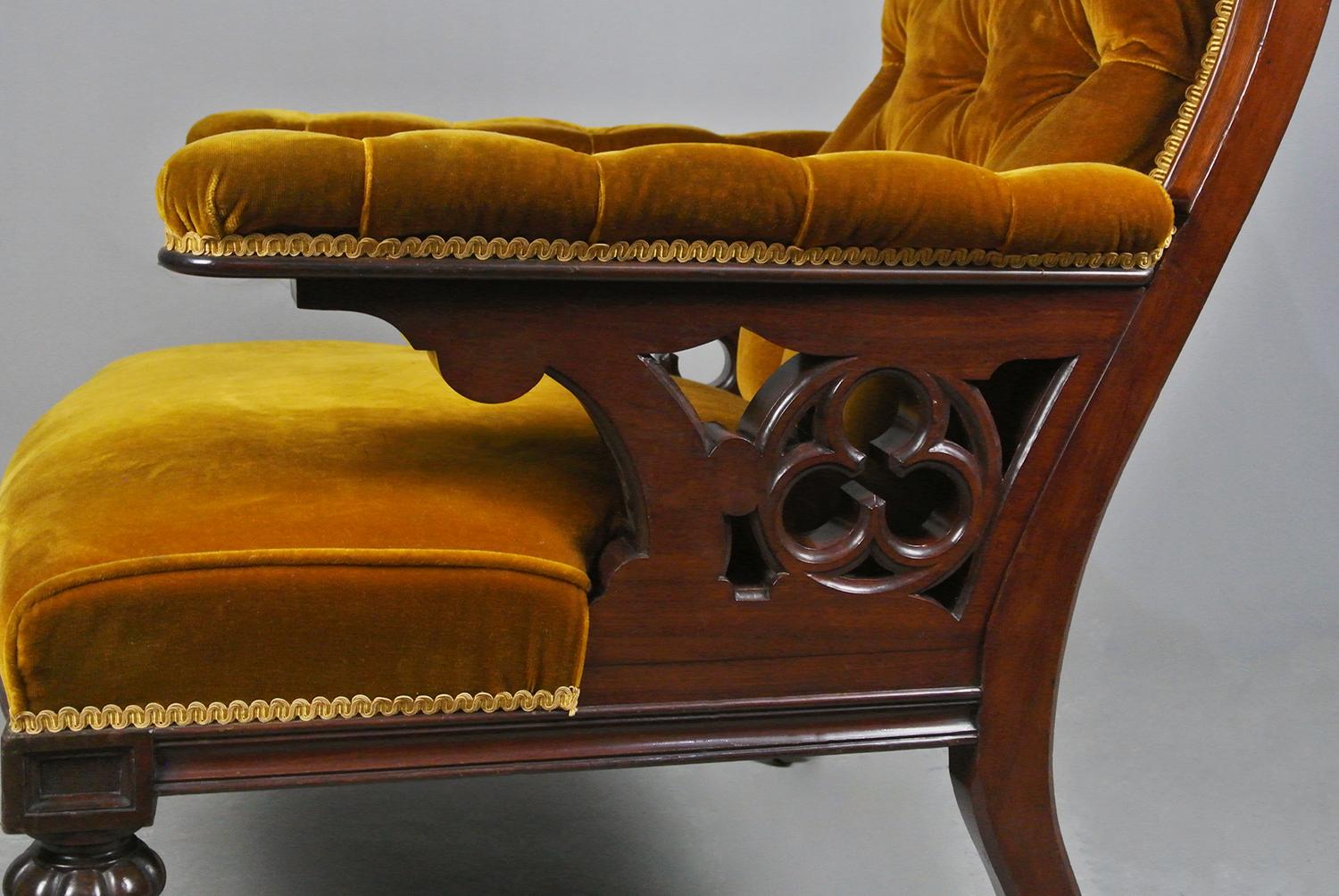 19th Century Gothic Fireside Chair in the Manner of Holland & Sons c. 1880 1