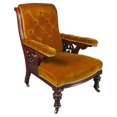 Antique 19th Century Gothic Fireside Chair in the Manner of Holland & Sons c. 1880