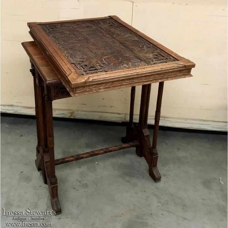 19th Century Gothic Oak Collector's Table For Sale 5