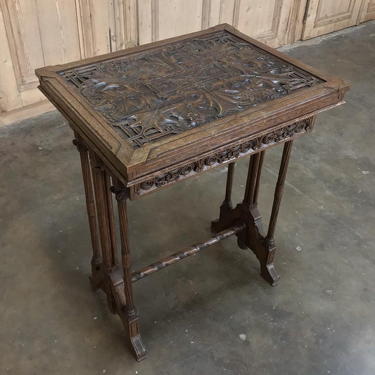 Gothic Revival 19th Century Gothic Oak Collector's Table For Sale