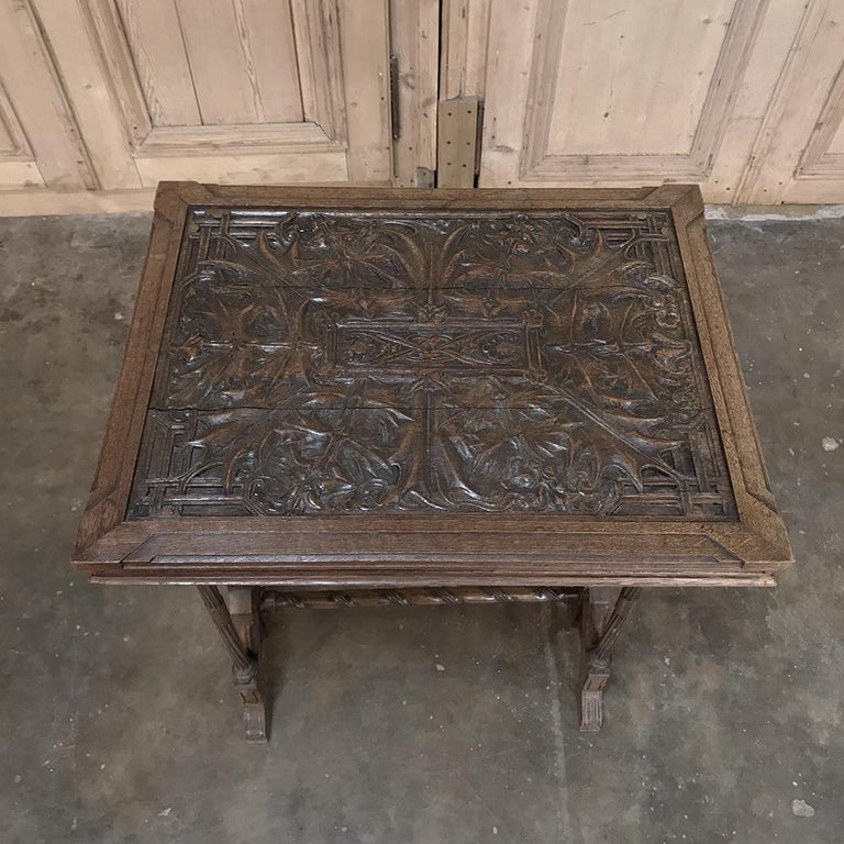 19th Century Gothic Oak Collector's Table In Good Condition For Sale In Dallas, TX