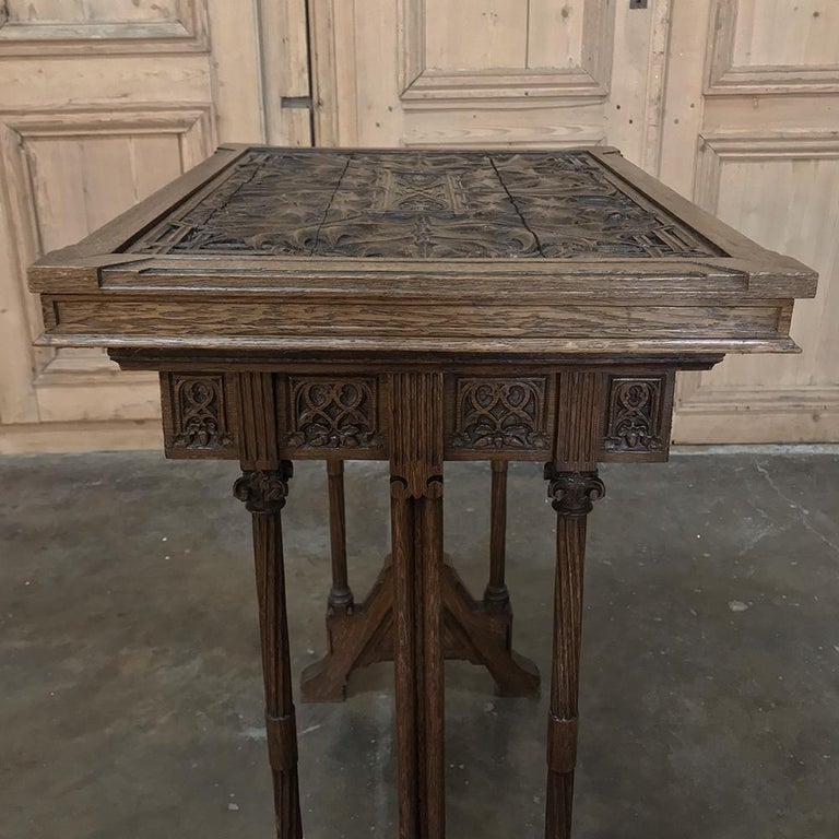 Mid-19th Century 19th Century Gothic Oak Collector's Table For Sale