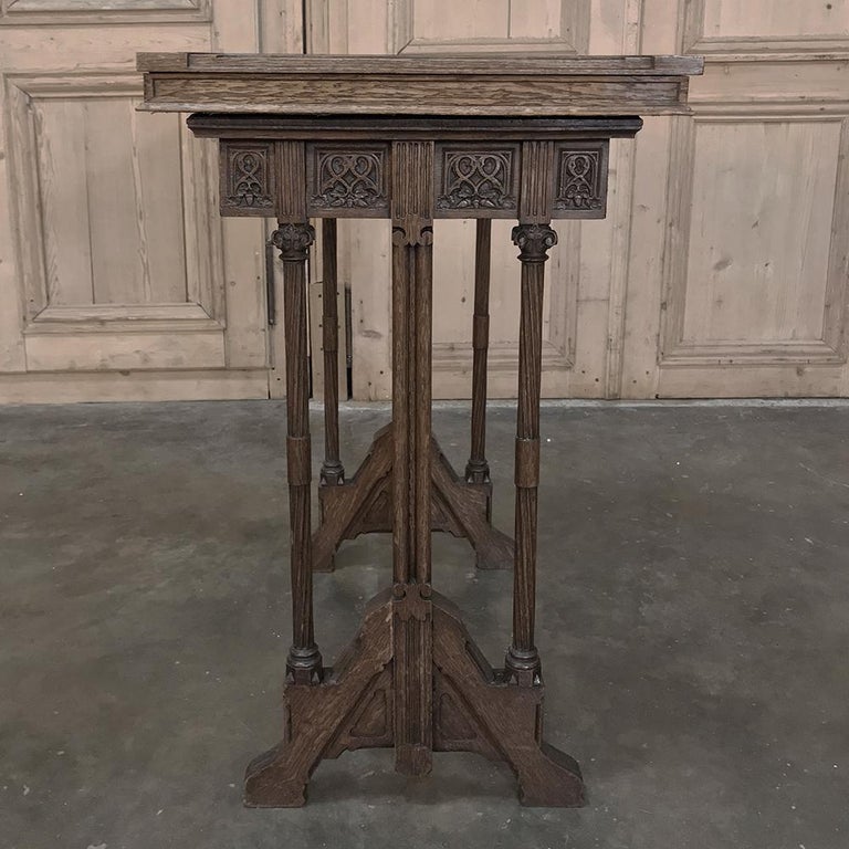 19th Century Gothic Oak Collector's Table For Sale 1