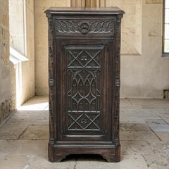 19th Century Gothic Oak Confiturier Cabinet