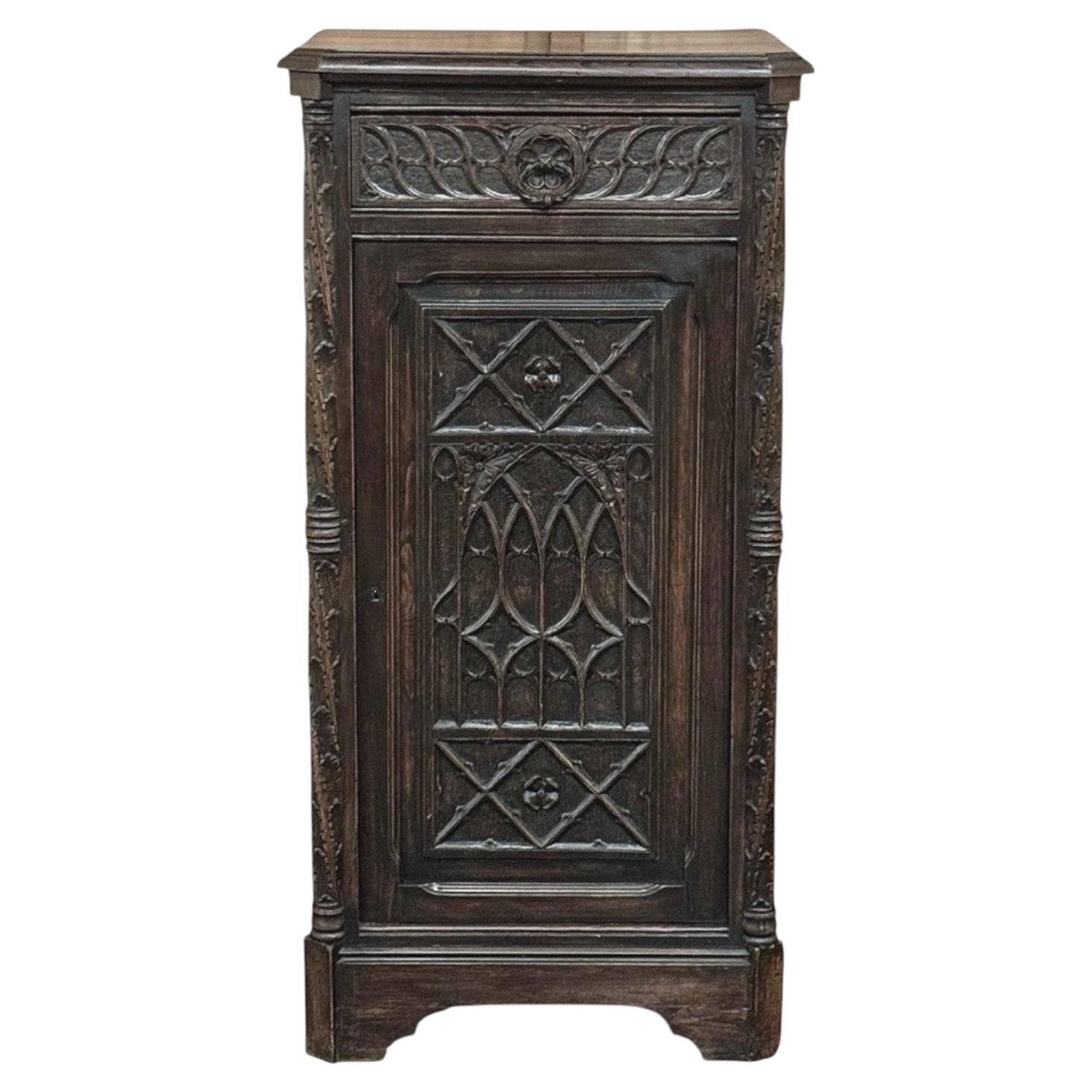 19th Century Gothic Oak Confiturier Cabinet