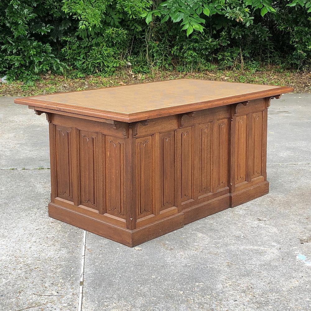 Hand-Crafted 19th Century Gothic Oak Executive Desk
