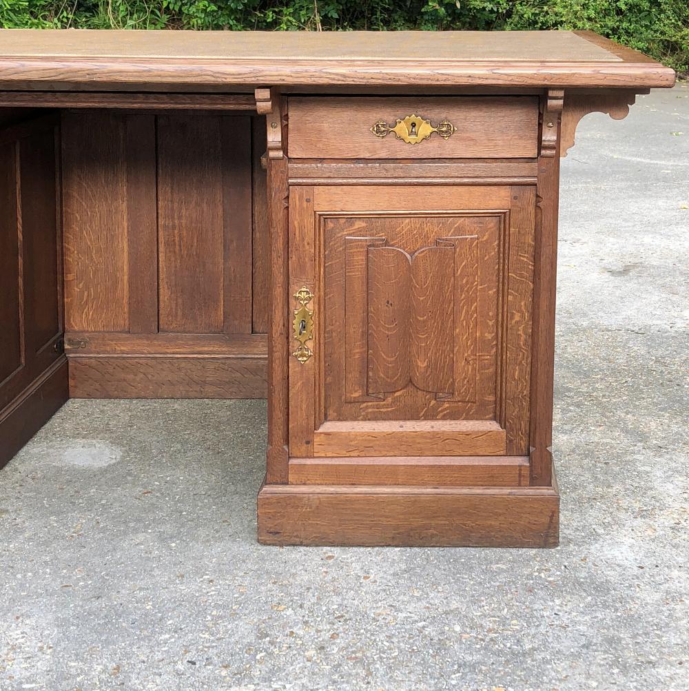 19th Century Gothic Oak Executive Desk 1