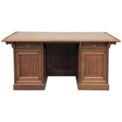 19th Century Gothic Oak Executive Desk