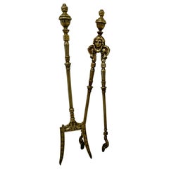 19th Century Gothic Oversized Toasting Fireside Tongs and Fork