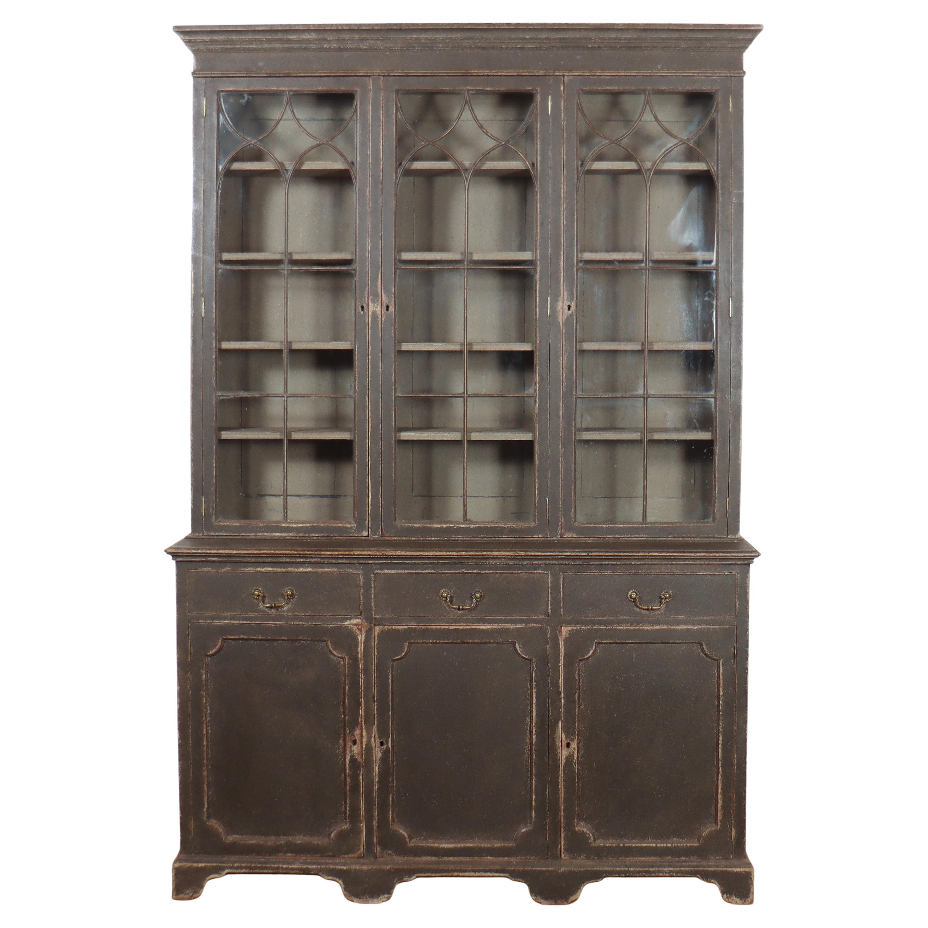 19th Century Gothic Painted Bookcase