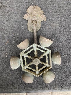 19th Century Gothic Revival Bronze Doorbell with Faces
