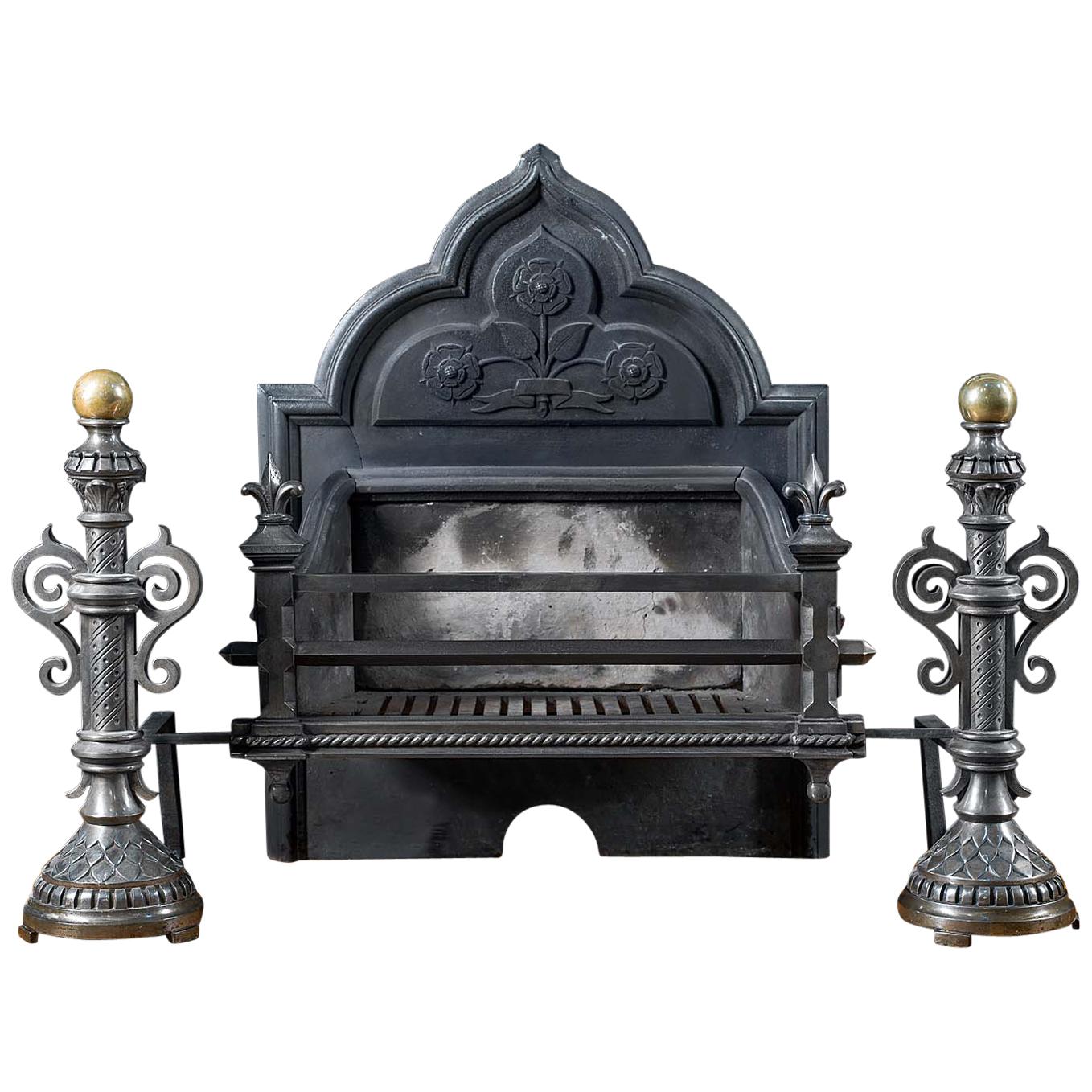 19th Century Gothic Revival Fire Grate in the Manner of A.W.N. Pugin