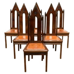 19th Century Gothic Revival French Victorian Chairs, Set of Six