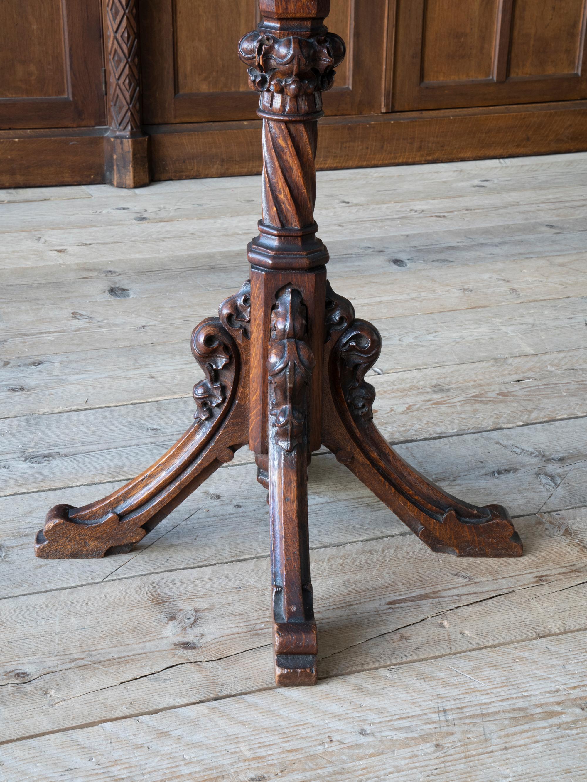 English 19th Century Gothic Revival Oak Occasional Table